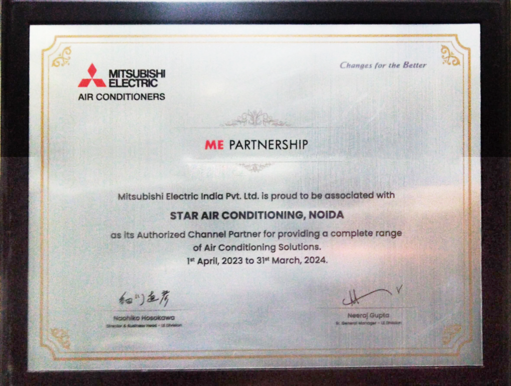 Mitsubishi Electric AC Dealer Certificate